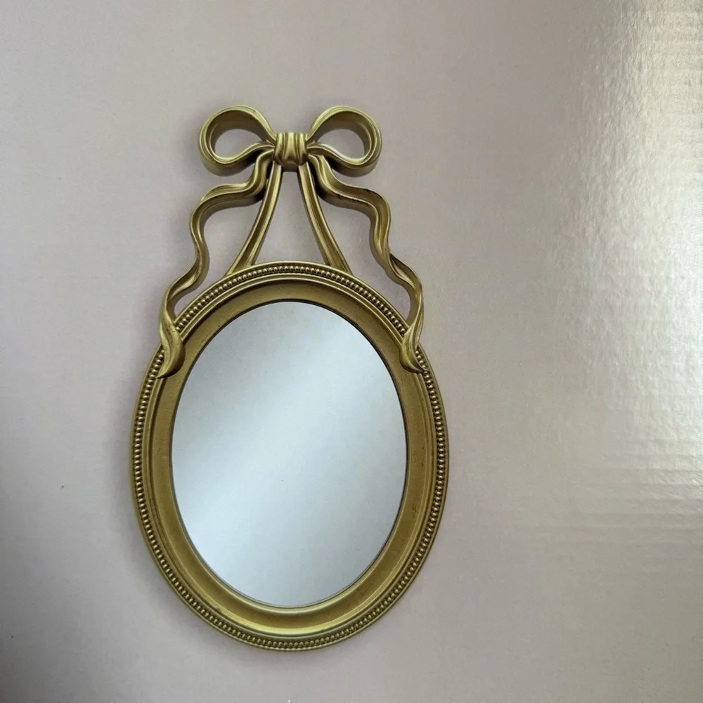 Gold Ballet Bow Wall Mirror 13”x21” Ornate Oval Coquette Vintage Decor New